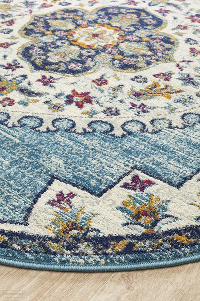 Babylon 202 Blue Round Rug - MODERN