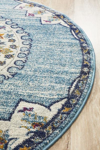 Babylon 202 Blue Round Rug - MODERN
