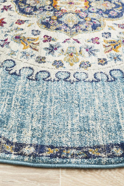 Babylon 202 Blue Round Rug - MODERN