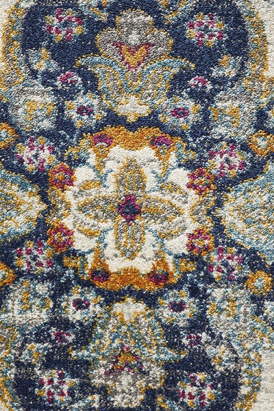 Babylon 202 Blue Round Rug - MODERN