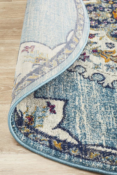Babylon 202 Blue Round Rug - MODERN