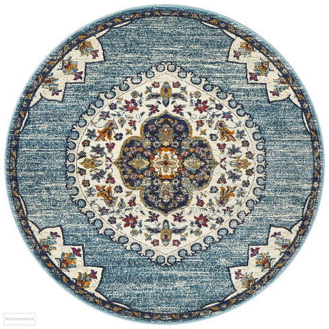 Babylon 202 Blue Round Rug - MODERN