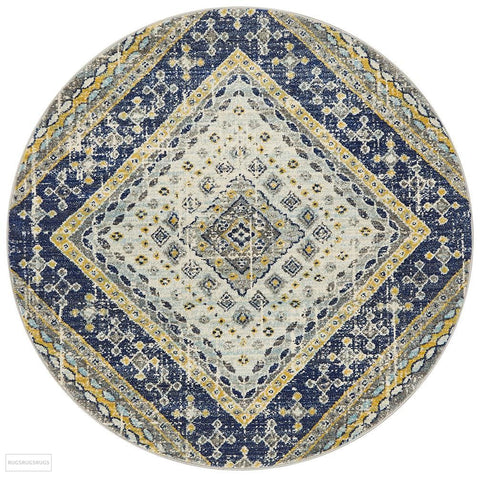 Babylon 203 Navy Round Rug - MODERN