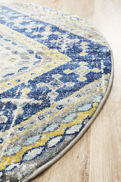 Babylon 203 Navy Round Rug - MODERN