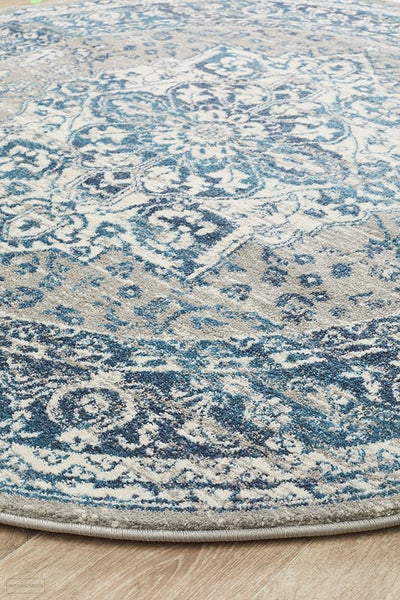 Babylon 207 Blue Round Rug - MODERN