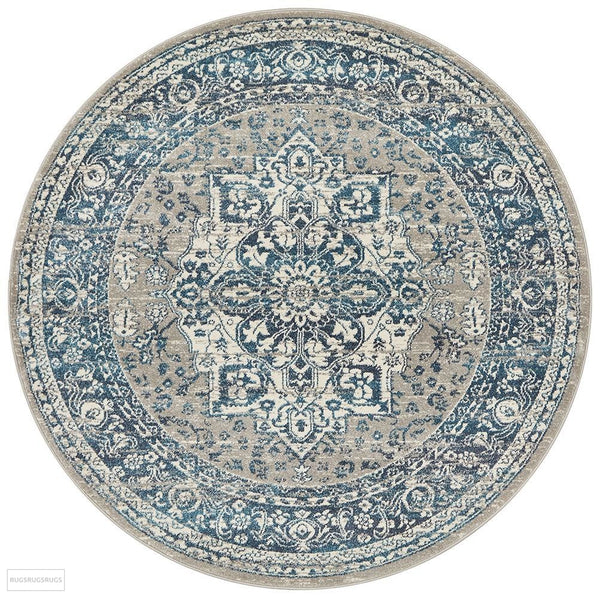 Babylon 207 Blue Round Rug - MODERN