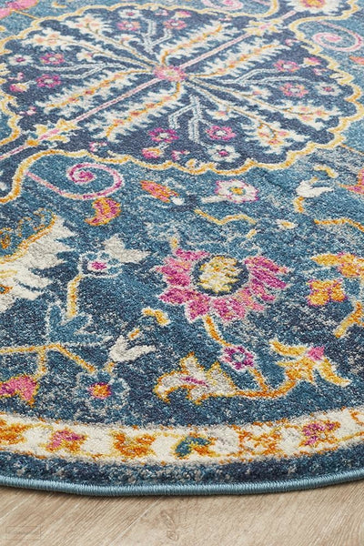 Babylon 209 Navy Round Rug - MODERN
