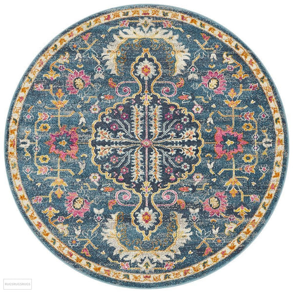 Babylon 209 Navy Round Rug - MODERN