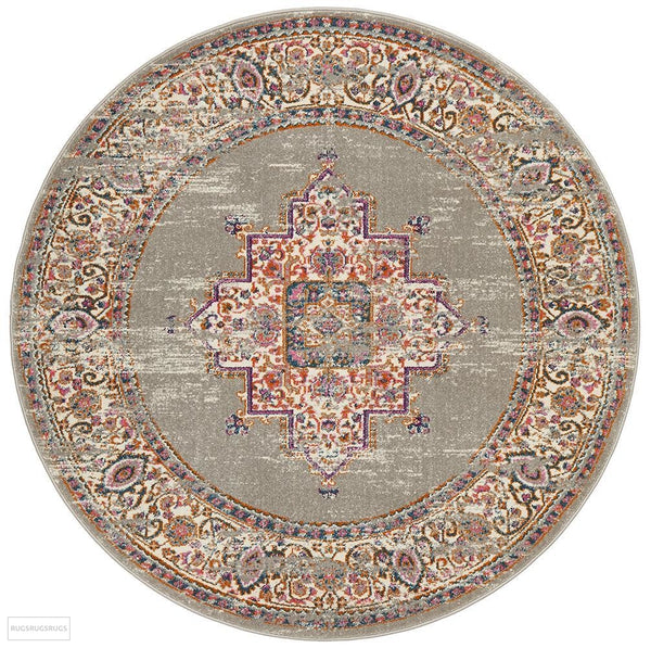 Babylon 211 Grey Round Rug - MODERN