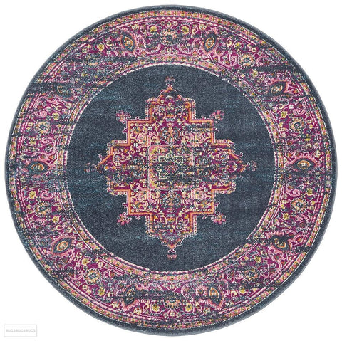 Babylon 211 Navy Round Rug - MODERN