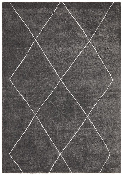 Broadway Jasmine Diamond Charcoal Rug - MODERN
