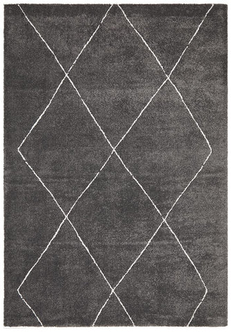 Broadway Jasmine Diamond Charcoal Rug - MODERN