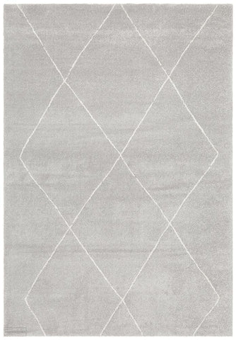 Broadway Jasmine Diamond Silver Rug - MODERN