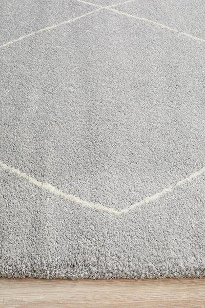 Broadway Jasmine Diamond Silver Rug - MODERN