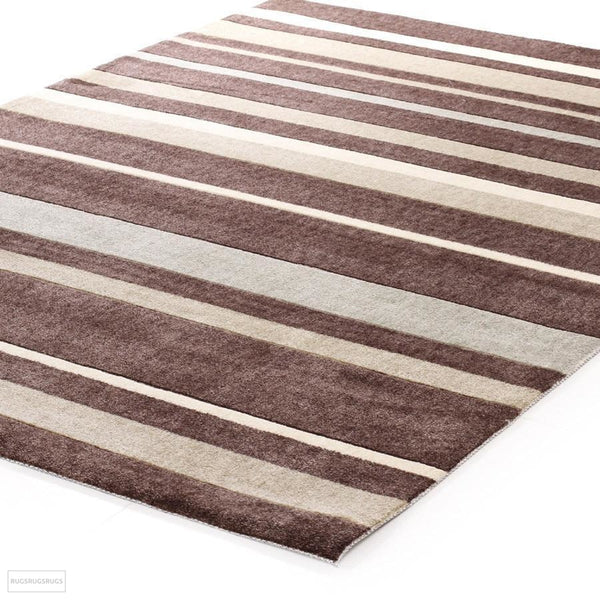 City Stylish Stripe Rug Brown Beige
