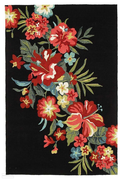 Copacabana Kelsey Bouquet Black Indoor Outdoor Rug