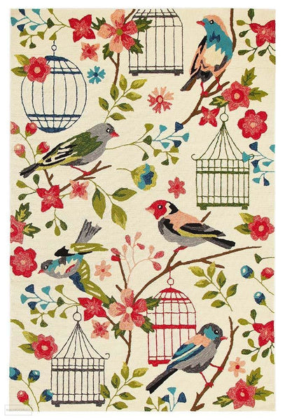Copacabana Finch and Nest Exquisite Indoor Outdoor Rug Cream