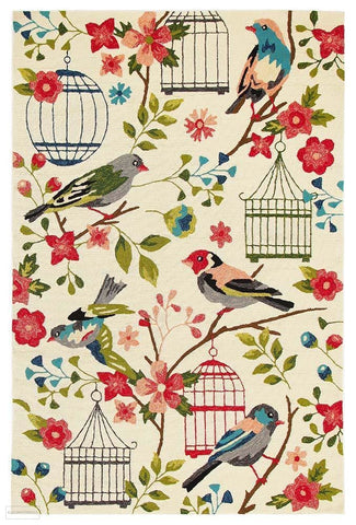 Copacabana Finch and Nest Exquisite Indoor Outdoor Rug Cream
