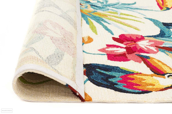 Copacabana Toucan Tropical Indoor Outdoor Rug Cream