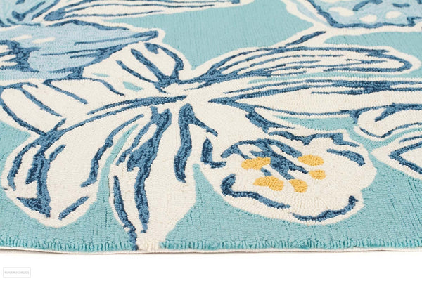 Copacabana Whimsical Blue Floral Indoor Outdoor Rug