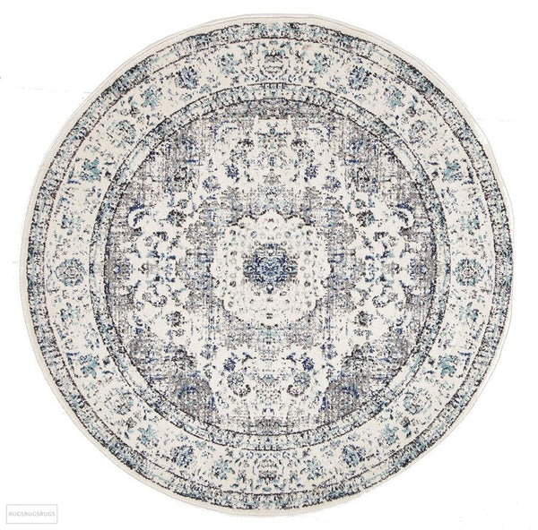 Evoke Mist White Transitional Round Rug