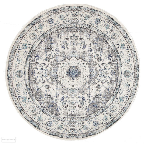 Evoke Mist White Transitional Round Rug