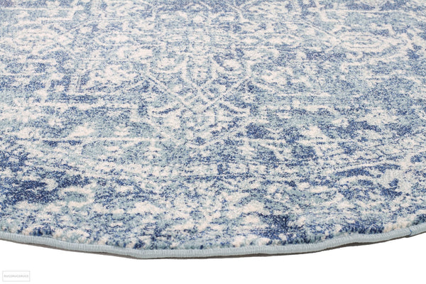 Evoke Muse Blue Transitional Round Rug