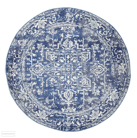 Evoke Contrast Navy Transitional Round Rug