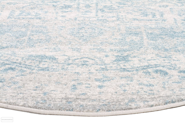 Evoke Glacier White Blue Transitional Round Rug