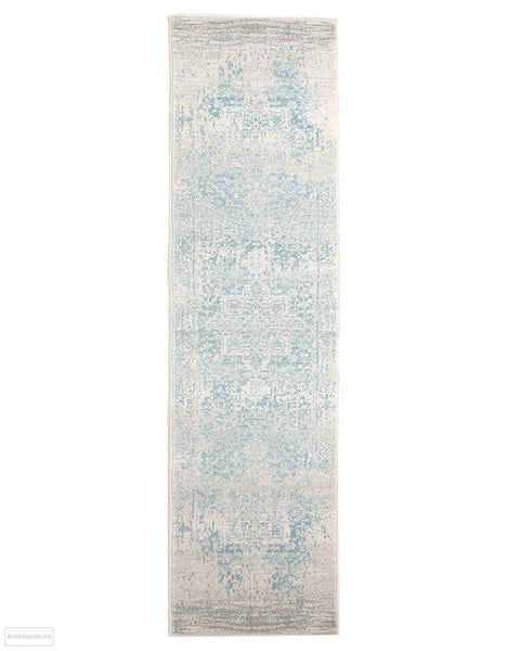 Evoke Glacier White Blue Transitional Rug - 300x80cm