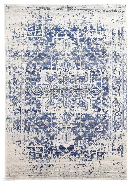 Evoke Horizon White Navy Transitional Rug - 230x160cm