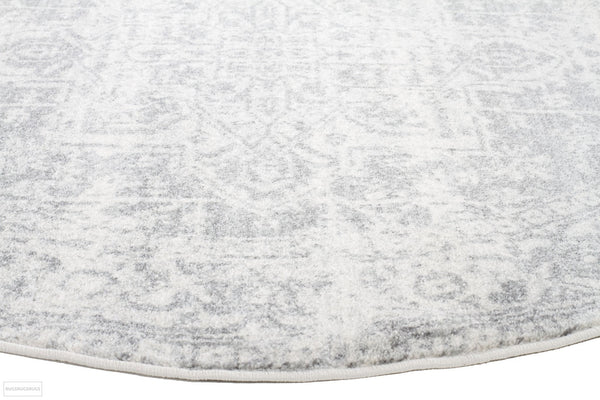 Evoke Dream White Silver Transitional Round Rug