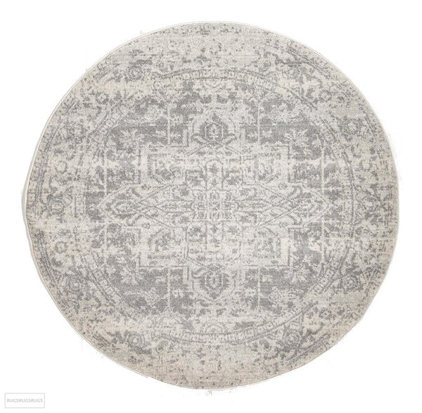 Evoke Dream White Silver Transitional Round Rug