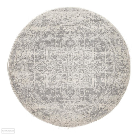 Evoke Dream White Silver Transitional Round Rug