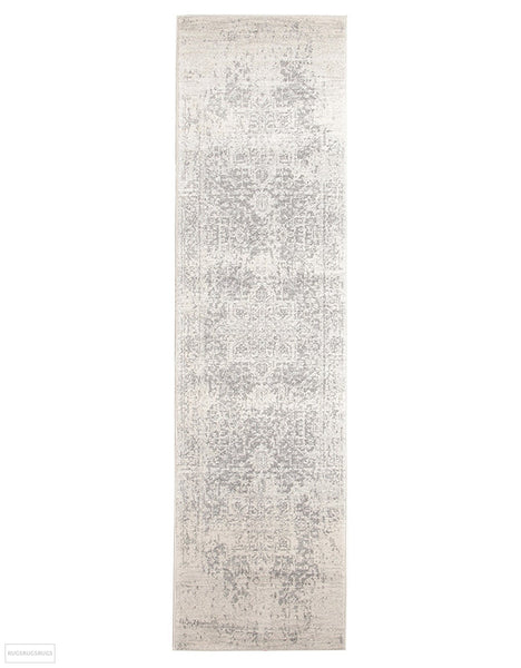 Evoke Dream White Silver Transitional Rug - 300x80cm