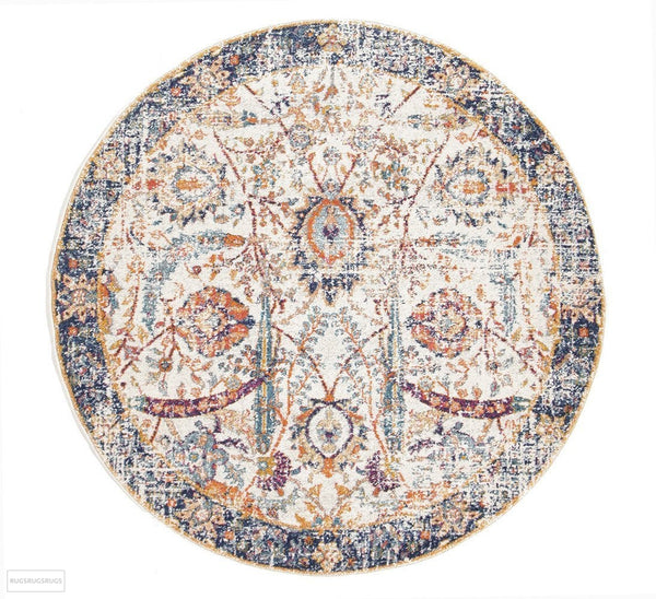 Evoke Peacock Ivory Transitional Round Rug