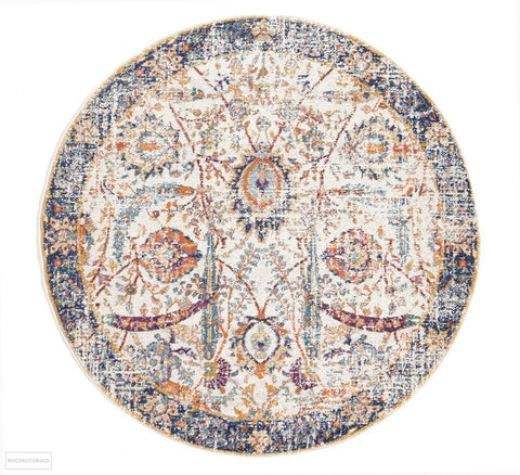 Evoke Peacock Ivory Transitional Round Rug