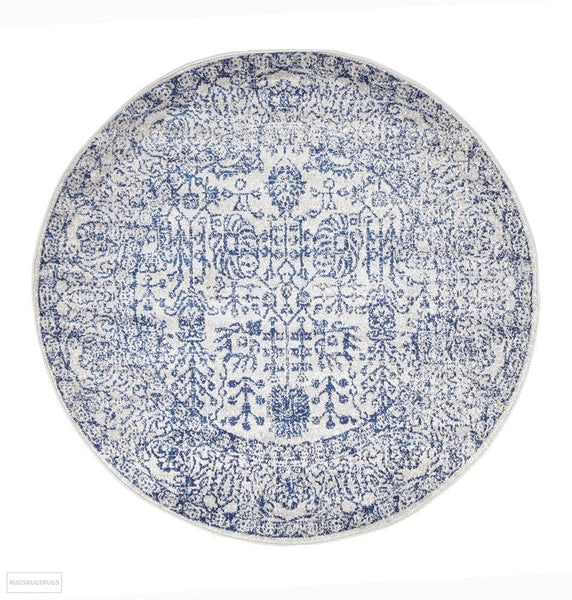 Evoke Frost Blue Transitional Round Rug