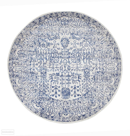 Evoke Frost Blue Transitional Round Rug