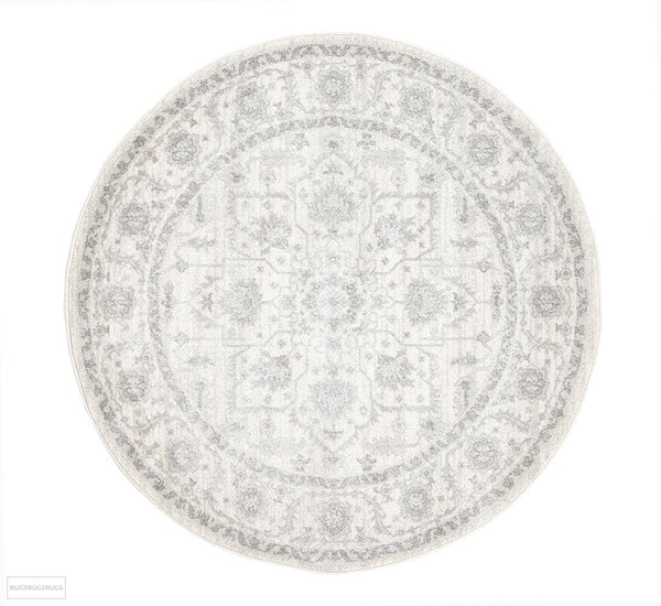 Evoke Winter White Transitional Round Rug
