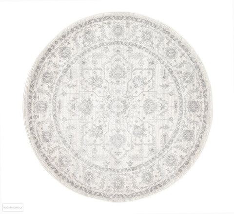 Evoke Winter White Transitional Round Rug