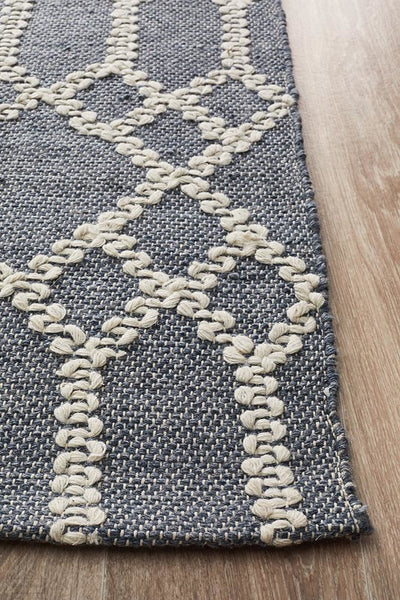 Krisha Tribal Trellis Rug Rustic Blue - Modern