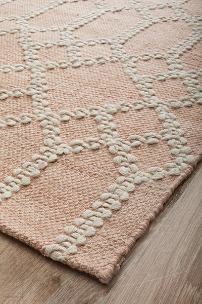 Krisha Tribal Trellis Rug Nude Soft Pink - Modern