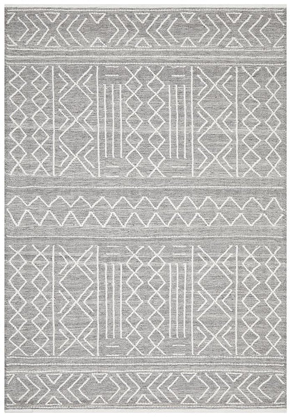 Arya Stitch Woven Rug Silver Grey - Modern