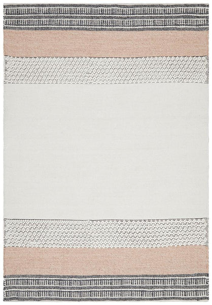 Esha Textured Woven Rug White Peach - Modern