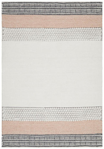 Esha Textured Woven Rug White Peach - Modern