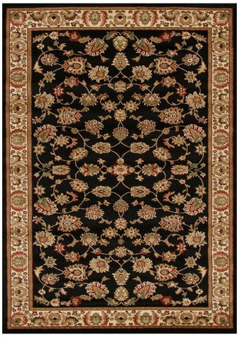 Istanbul Collection Traditional Floral Pattern Black Rug - 170x120cm