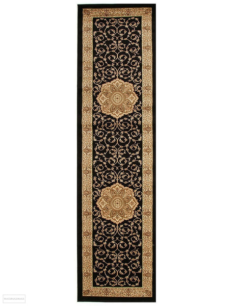 Istanbul Medallion Classic Pattern Runner Rug Black