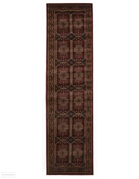Istanbul Collection Traditional Afghan Design Burgundy Red Rug - 300x80cm