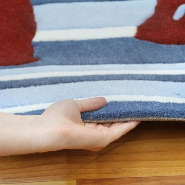 Funky Striped Kids Rug Blue and Burgundy - Kids